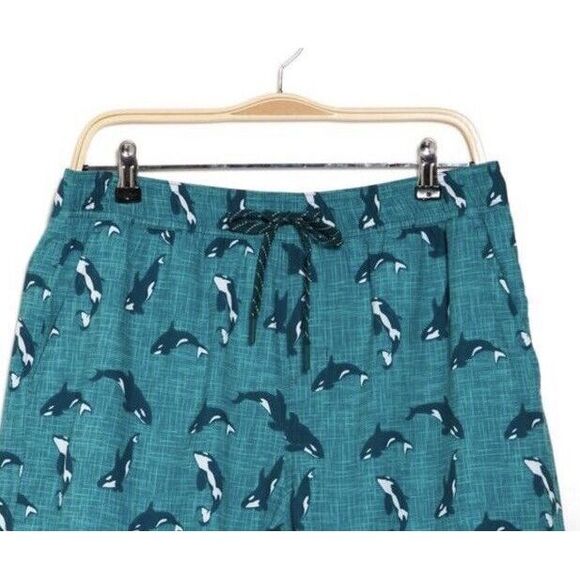 New $46 Eddie Bauer Volley Swim Trunks Shorts Men Green‎ Orca Lined EMS4384 XL - Picture 2 of 8